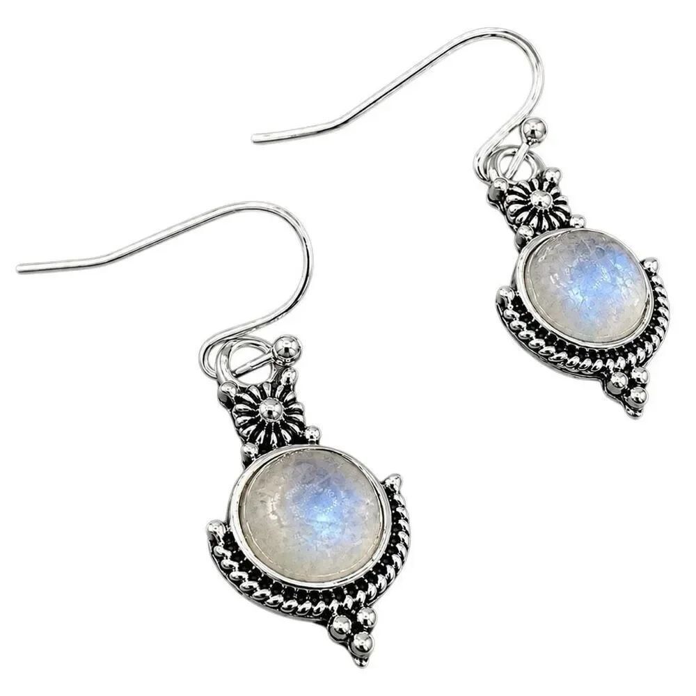 Ubud Market Men’s Faux Moonstone Balinese Style Earrings